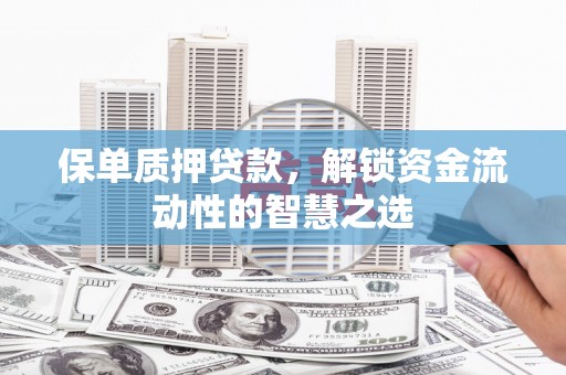 枣阳保单质押贷款，解锁资金流动性的智慧之选