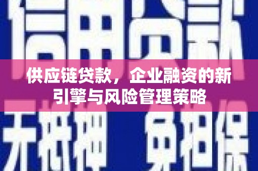 枣阳供应链贷款，企业融资的新引擎与风险管理策略